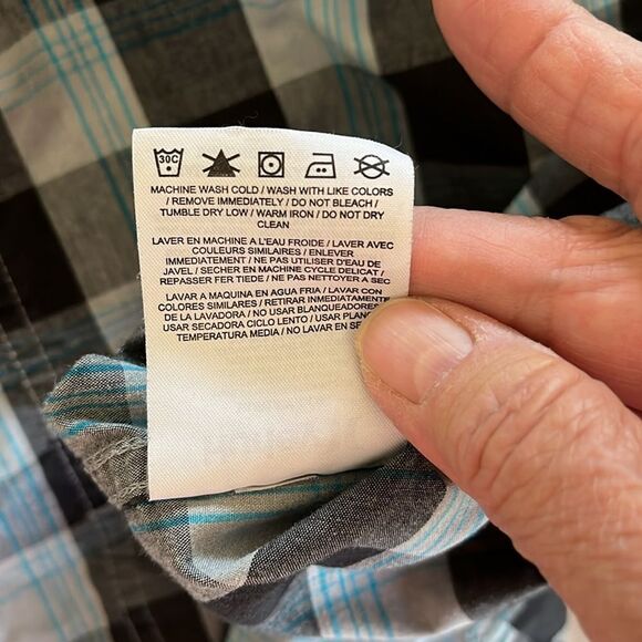 Hurley Short Sleeve Button Down Shirt Size Medium GUC Black/gray - Picture 5 of 6